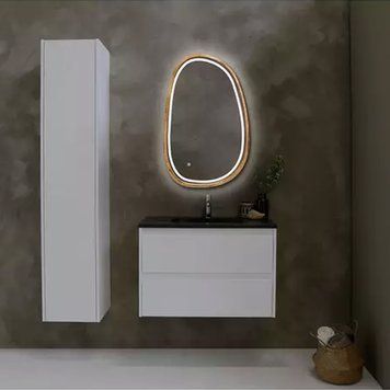 Дзеркало асиметричне Luxury Wood Dali з комбінованою LED підсвіткою, дуб натуральний, 550х850мм DS5585-O-AFSD фото
