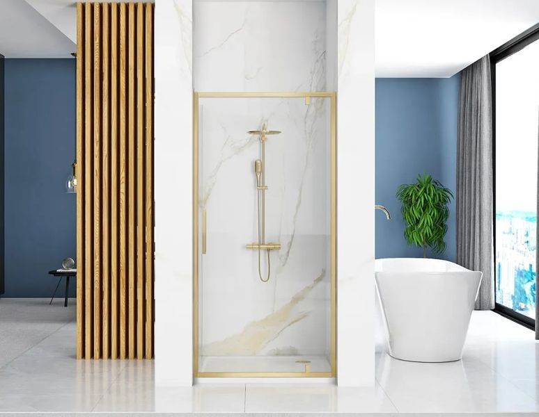 Душові двері REA RAPID SWING 90 BRUSHED GOLD REA-K2502 фото