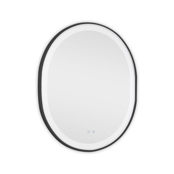 Дзеркало настінне Gemini (GE1B) 800х700 мм, овальне, з LED-підсвіткою Touch, антизапотіванням, димером, рег. темп. кольору (3000-6500K) Qtap QT2578R8072B фото