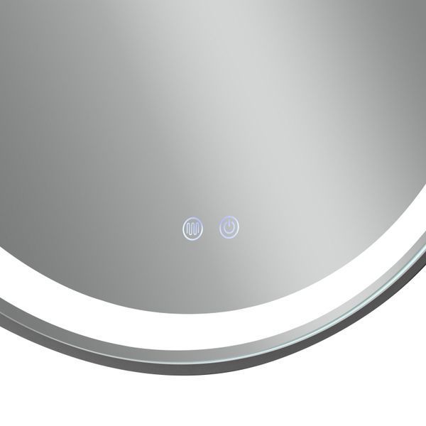 Дзеркало настінне Gemini (GE1B) 800х700 мм, овальне, з LED-підсвіткою Touch, антизапотіванням, димером, рег. темп. кольору (3000-6500K) Qtap QT2578R8072B фото