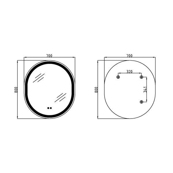 Дзеркало настінне Gemini (GE1B) 800х700 мм, овальне, з LED-підсвіткою Touch, антизапотіванням, димером, рег. темп. кольору (3000-6500K) Qtap QT2578R8072B фото