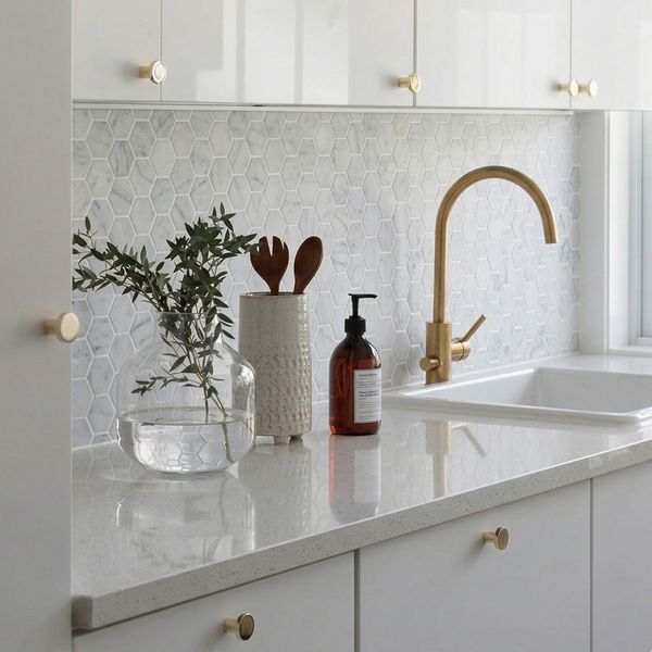Мозаика Mozaico De Lux C-Mos Hexagon Bianco Carrara Pol 30,5х30,5 см 418870 фото