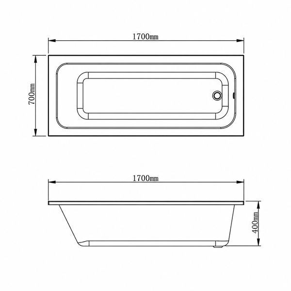 Комплект: вбудована ванна VBI GRAPPA 170x70 + сифон CHROME + ніжки VBI-071617KIT фото