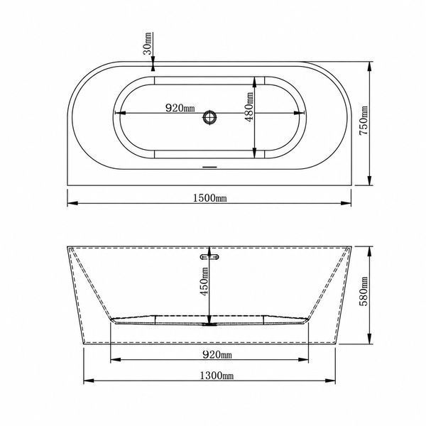Ванна VBI CAVALLINO 150 &times; 75, пристінна VBI-071415 фото