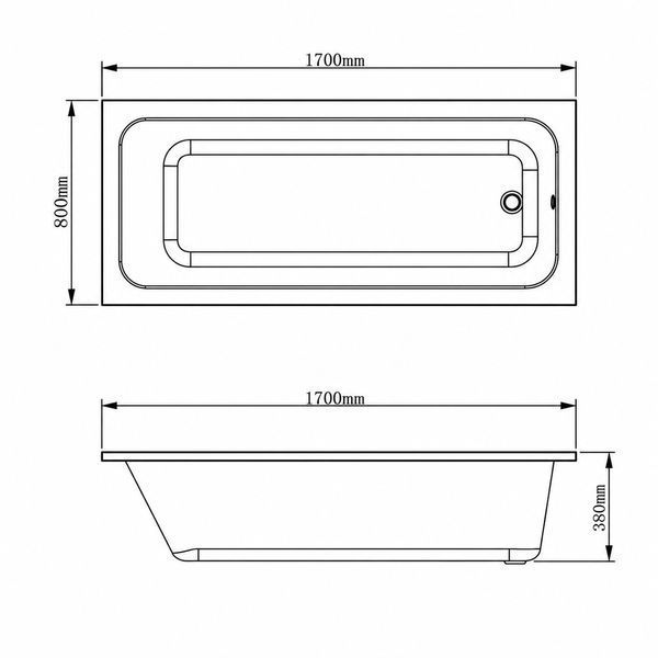 Комплект: вбудована ванна VBI AMIATA 170x80 + сифон CHROME + ніжки VBI-070827KIT фото